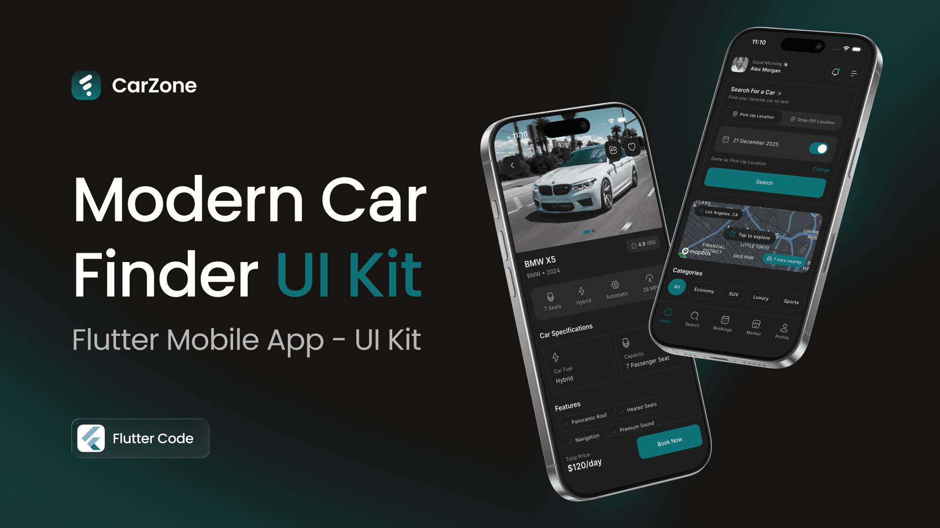 CarZone: Flutter Car Rental & Marketplace UI Kit | Vehicle Booking Platform