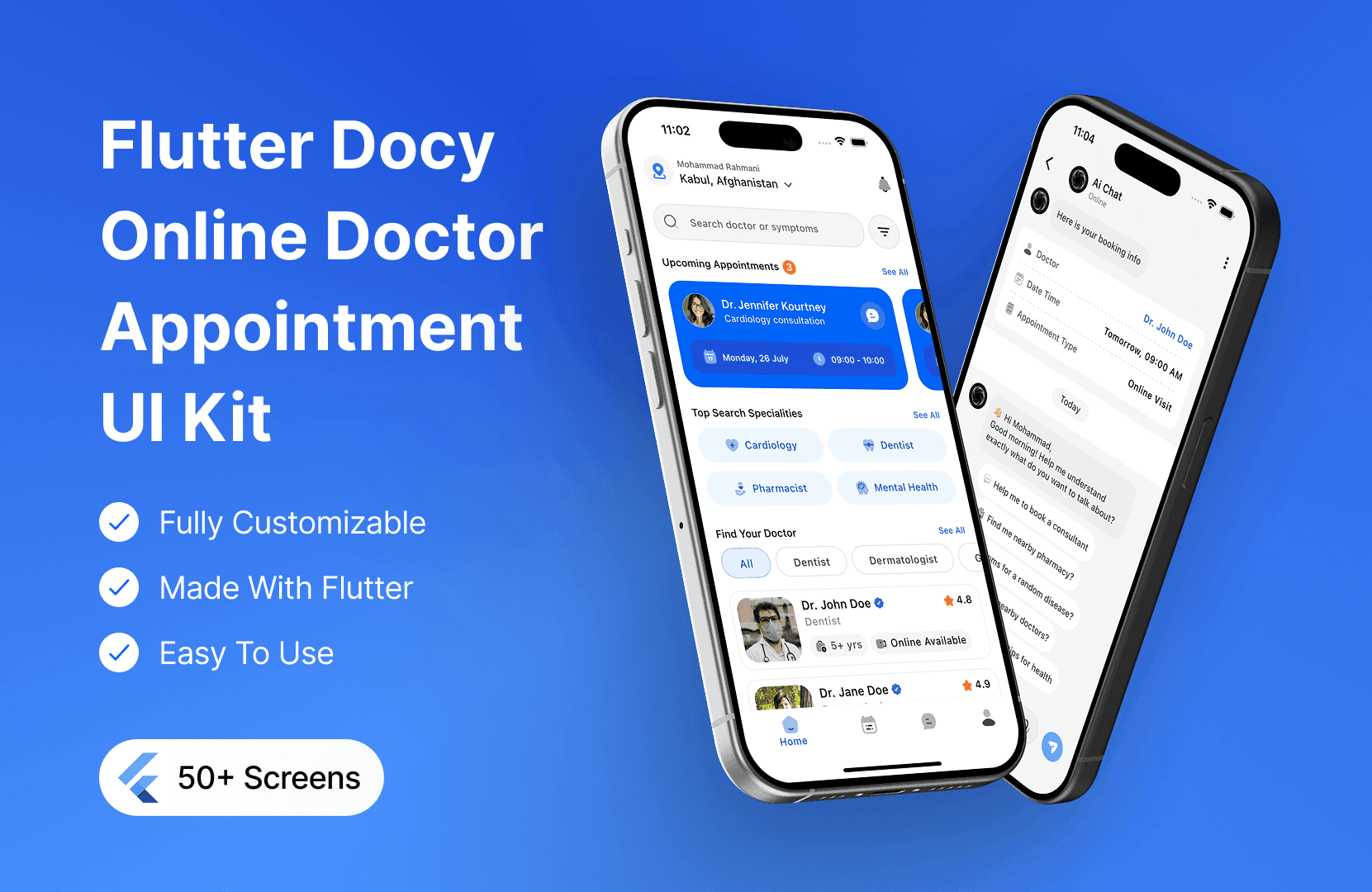 Docy: Flutter Online Doctor Appointment Booking Application UI Kit