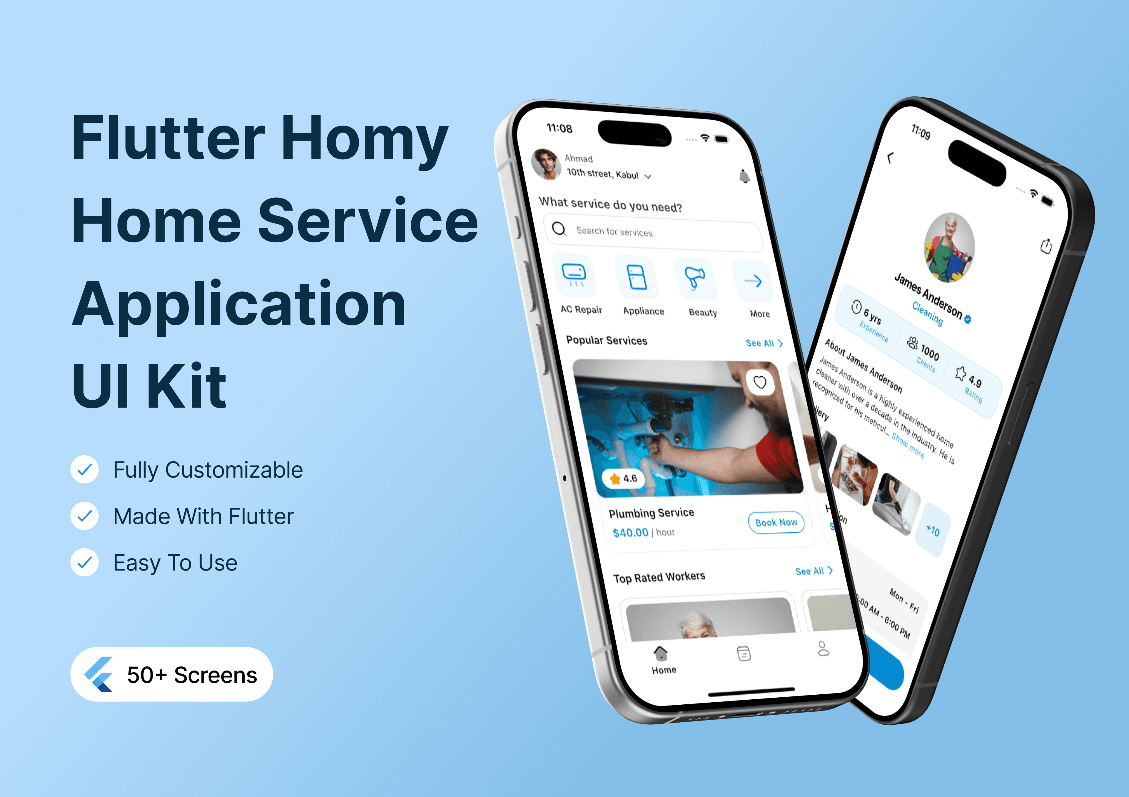 Homy: Flutter Home Service Application UI Kit