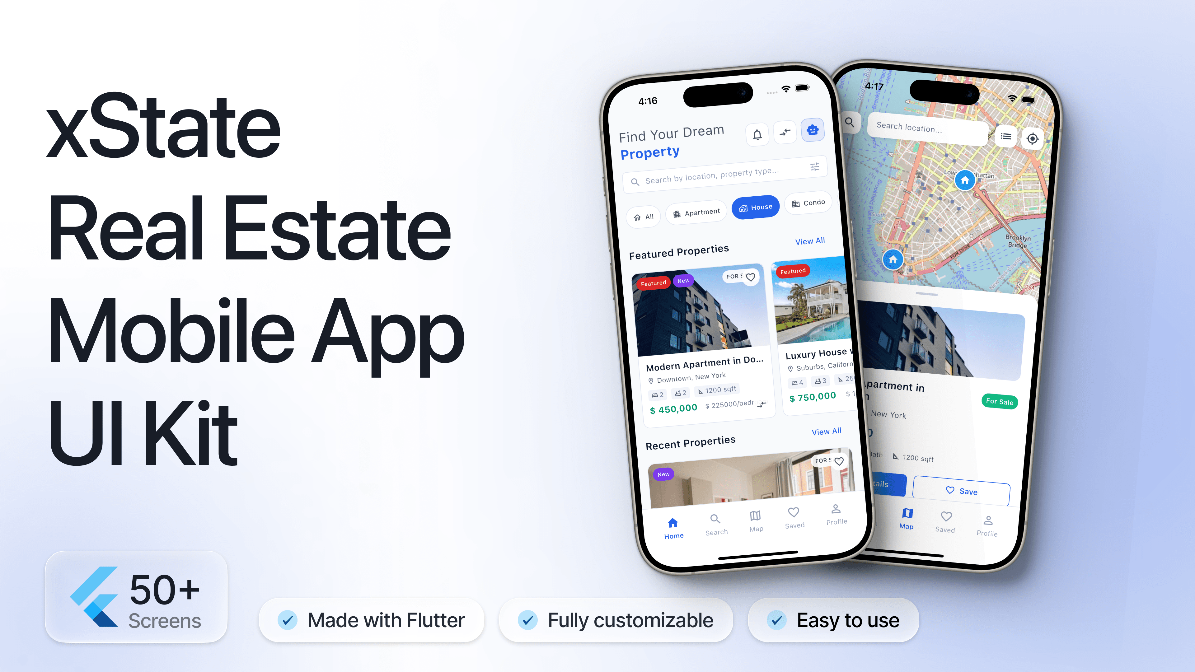 XState: Flutter Real Estate Application UI Kit