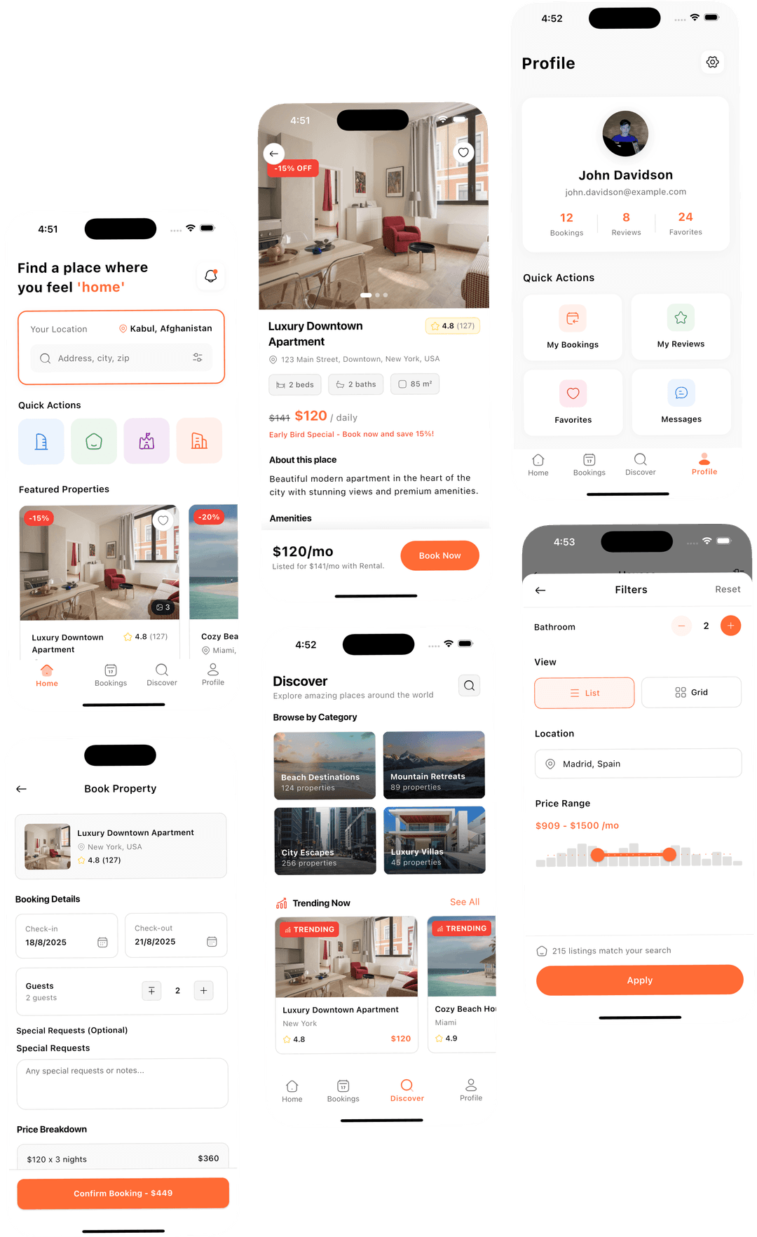 Rental: Flutter Property Booking UI Kit | Vacation Rental & Real Estate App