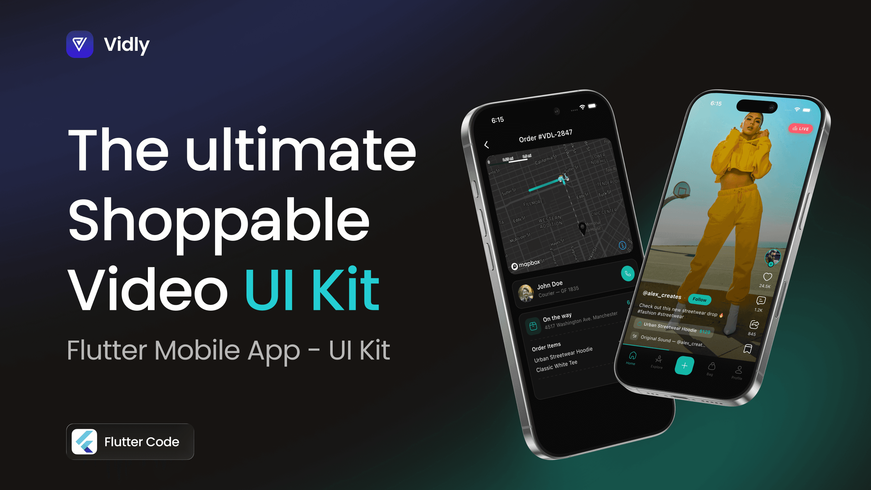Vidly: Flutter Social Commerce UI Kit | 35+ Screens with TikTok-Style Feed & Live Streaming